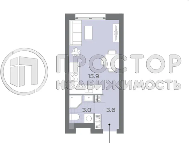 Студия, 22.6 м² - фото 12