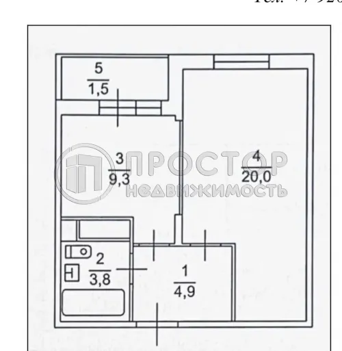 1-комнатная квартира, 38.1 м² - фото 31