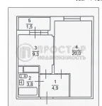 1-комнатная квартира, 38.1 м² - фото 61