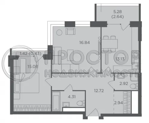 2-комнатная квартира, 72 м² - фото 6