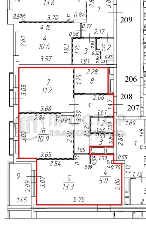2-комнатная квартира, 53.9 м² - фото 17
