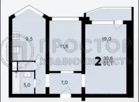 2-комнатная квартира, 51.1 м² - фото 21