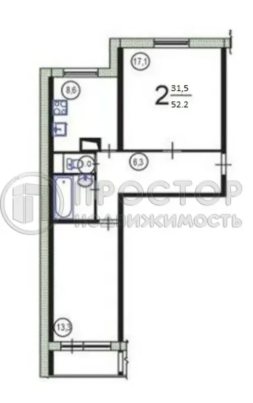 2-комнатная квартира, 52.2 м² - фото 17