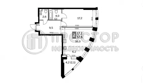 2-комнатная квартира, 57.6 м² - фото 8