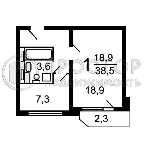 1-комнатная квартира, 37 м² - фото 18