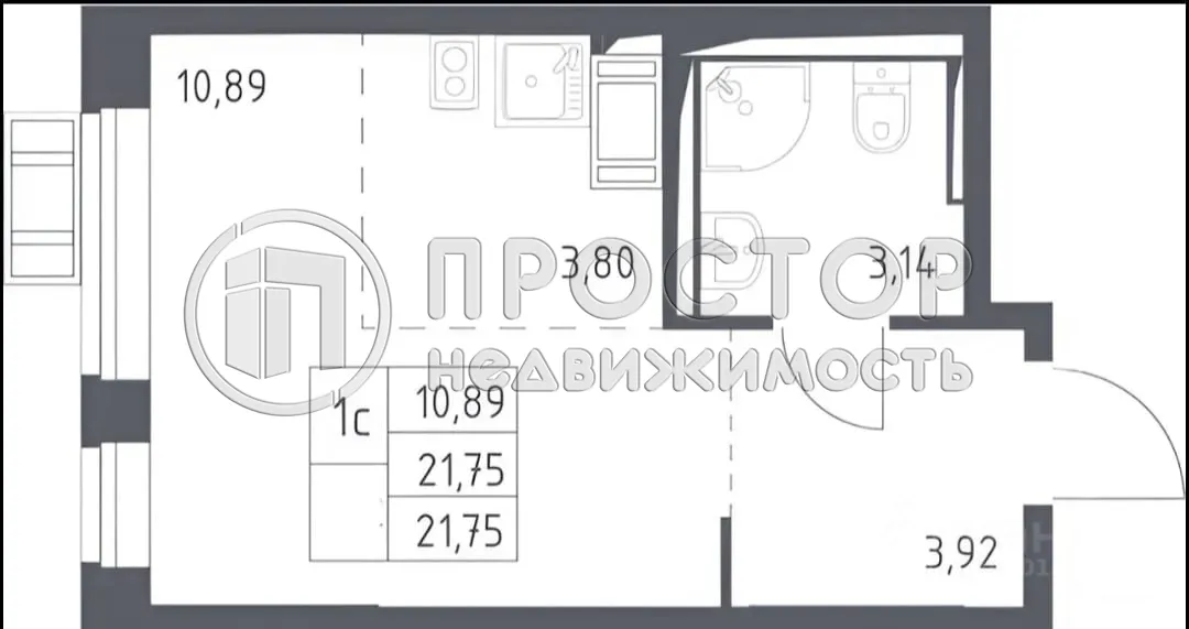 Студия, 21.75 м² - фото 7