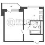 1-комнатная квартира, 38 м² - фото 33