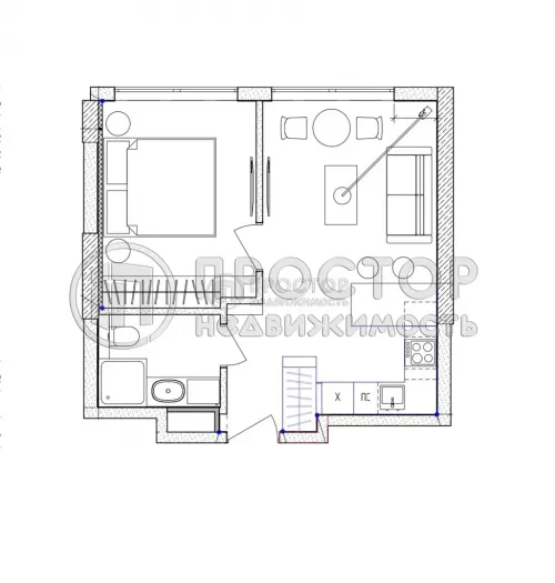 1-комнатная квартира, 37 м² - фото 29