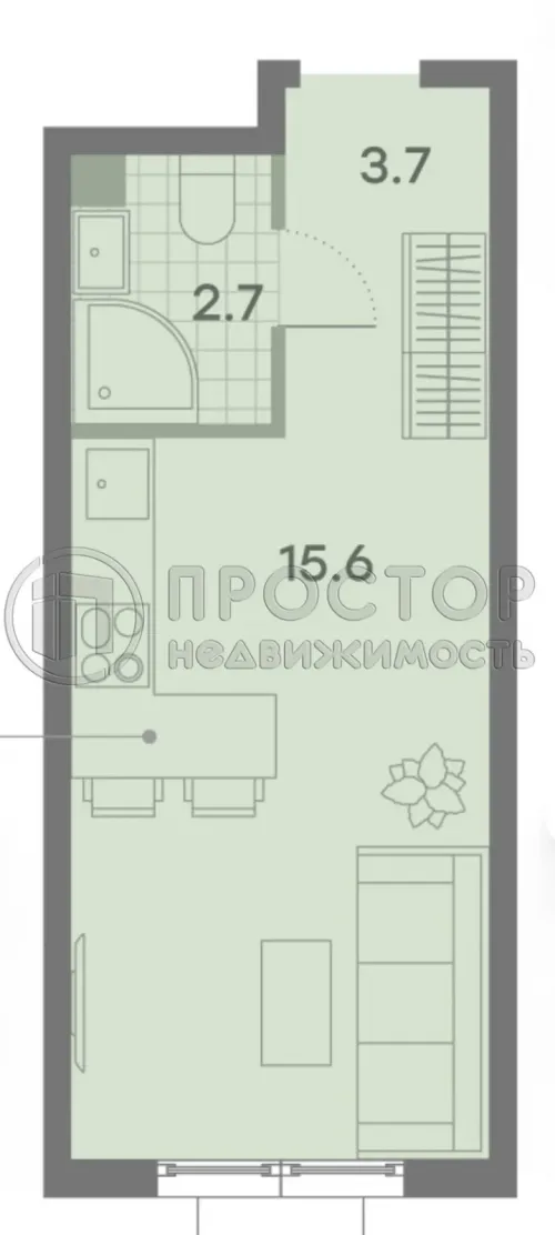 Студия, 22.6 м² - фото 13