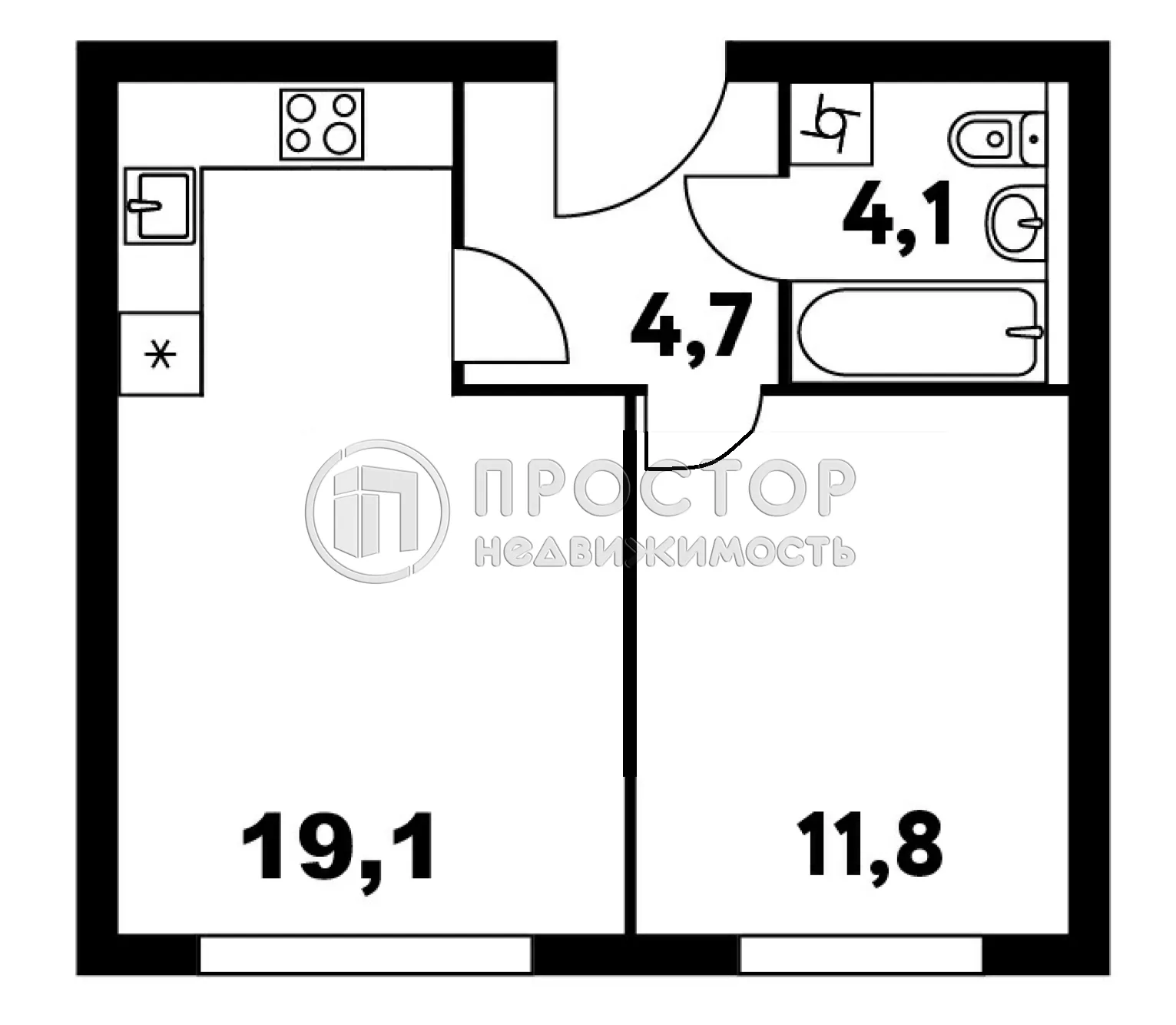 1-комнатная квартира, 40.8 м² - фото 3