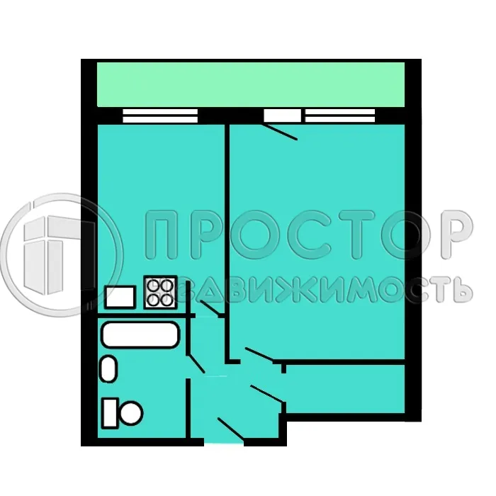 1-комнатная квартира, 38 м² - фото 21