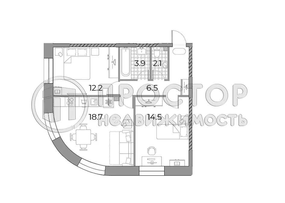 3-комнатная квартира, 57.9 м² - фото 2