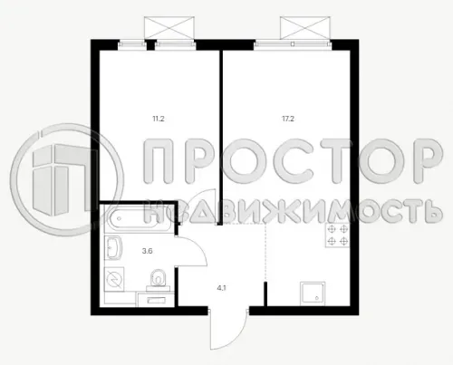 1-комнатная квартира, 36.1 м² - фото 3