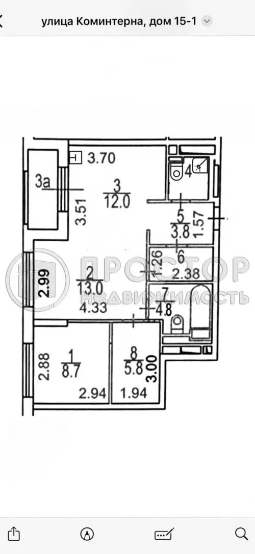 2-комнатная квартира, 56.5 м² - фото 35