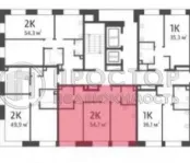 1-комнатная квартира, 54.7 м² - фото 9