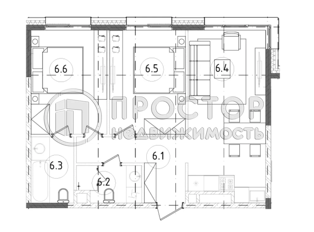 2-комнатная квартира, 57 м² - фото 12