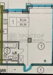 1-комнатная квартира, 39.1 м² - фото 29