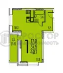 1-комнатная квартира, 37.8 м² - фото 27
