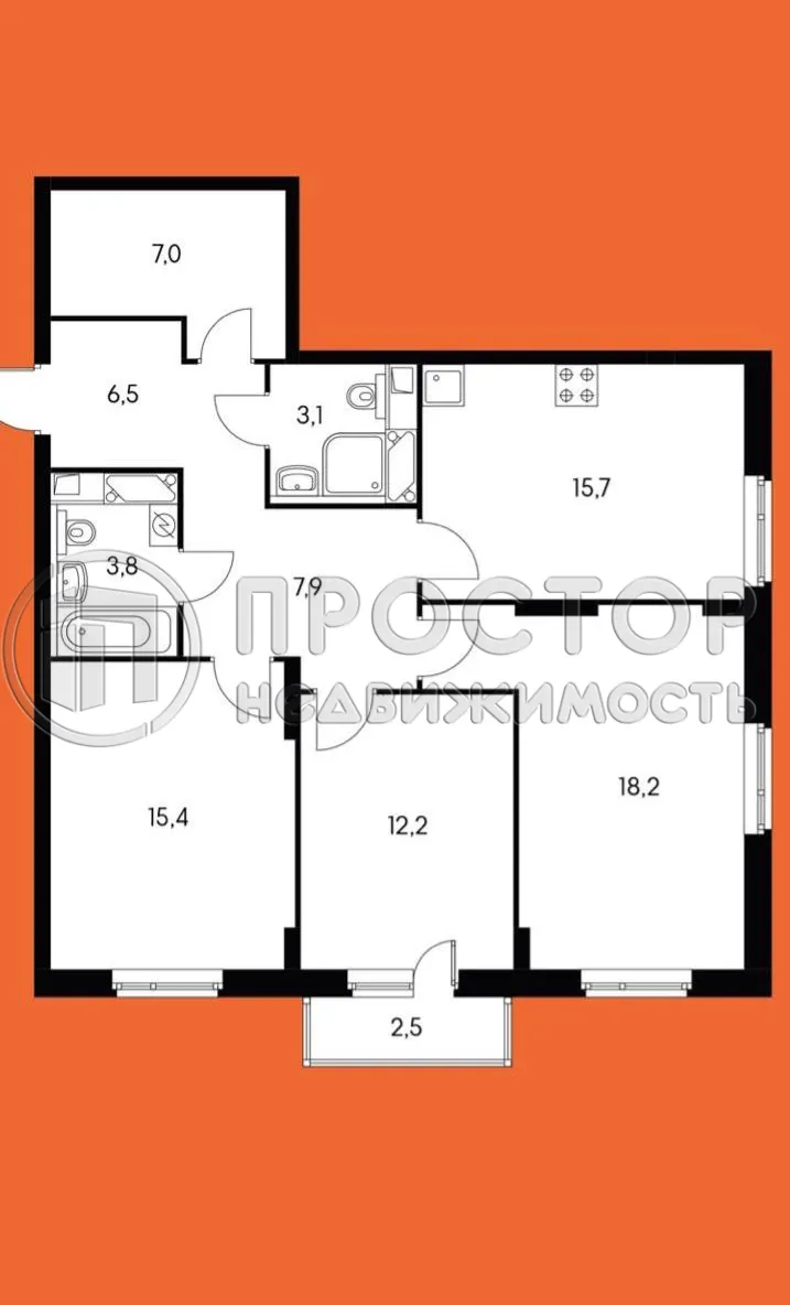 3-комнатная квартира, 90 м² - фото 20
