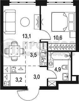 2-комнатная квартира, 38.4 м² - фото 7