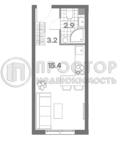 Студия, 21.5 м² - фото 9