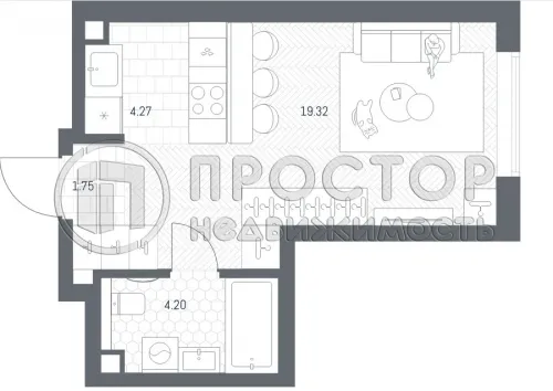 1-комнатная квартира, 29.8 м² - фото 17