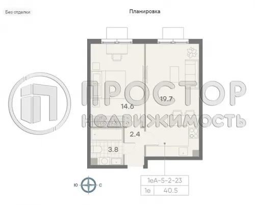1-комнатная квартира, 40.5 м² - фото 4