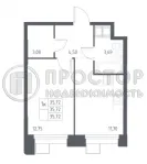 1-комнатная квартира, 35.72 м² - фото 11