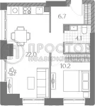 1-комнатная квартира, 42 м² - фото 14