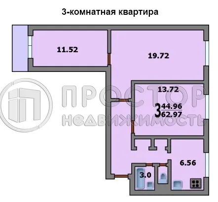 3-комнатная квартира, 63 м² - фото 23