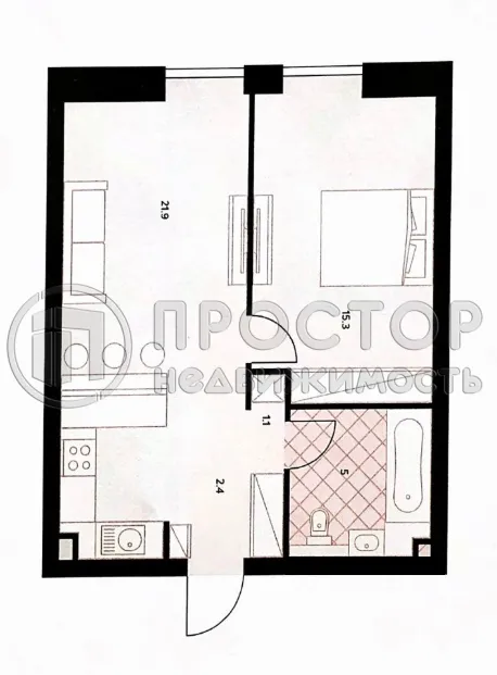 1-комнатная квартира, 45.7 м² - фото 20