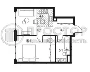 1-комнатная квартира, 39.4 м² - фото 29