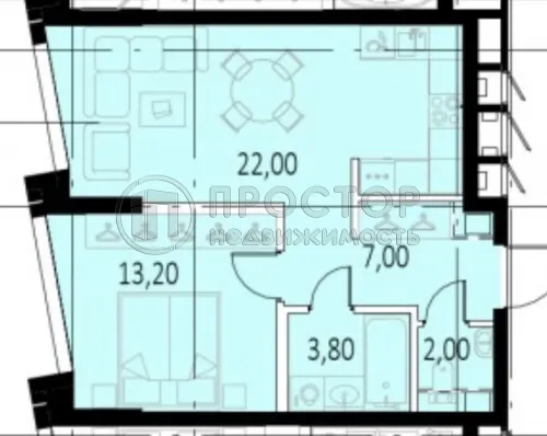 1-комнатная квартира, 48 м² - фото 6