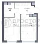 1-комнатная квартира, 39.7 м² - фото 19