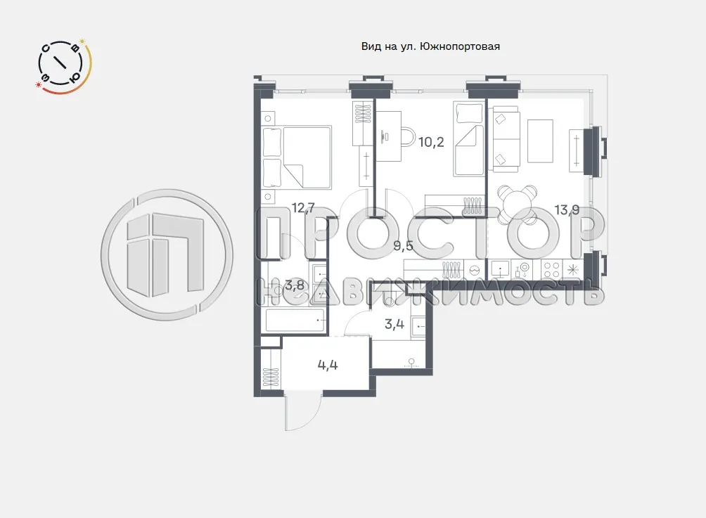2-комнатная квартира, 57.2 м² - фото 8