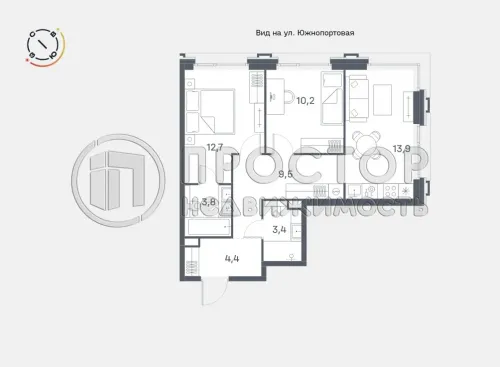 2-комнатная квартира, 57.2 м² - фото 8