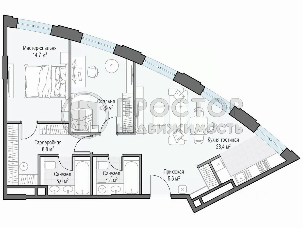 3-комнатная квартира, 81.4 м² - фото 19