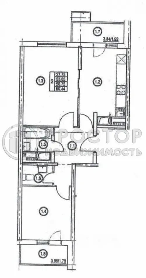 2-комнатная квартира, 53.1 м² - фото 26