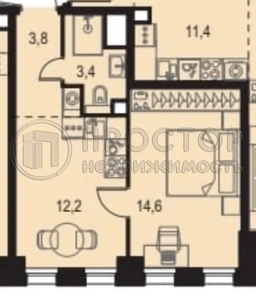 1-комнатная квартира, 33.9 м² - фото 7