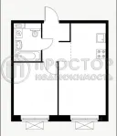 1-комнатная квартира, 32.8 м² - фото 10