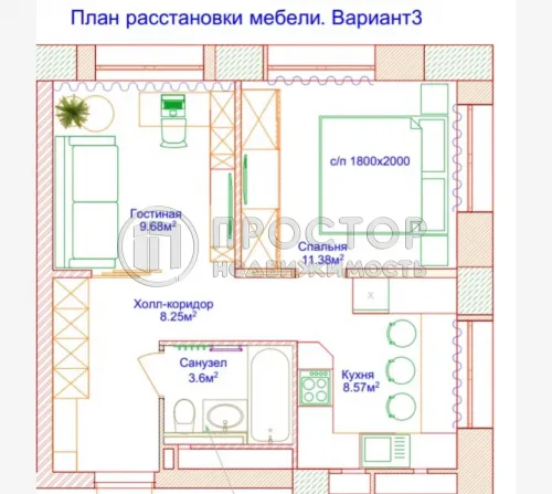 2-комнатная квартира, 42 м² - фото 30