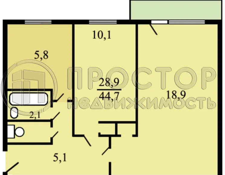 2-комнатная квартира, 45 м² - фото 3