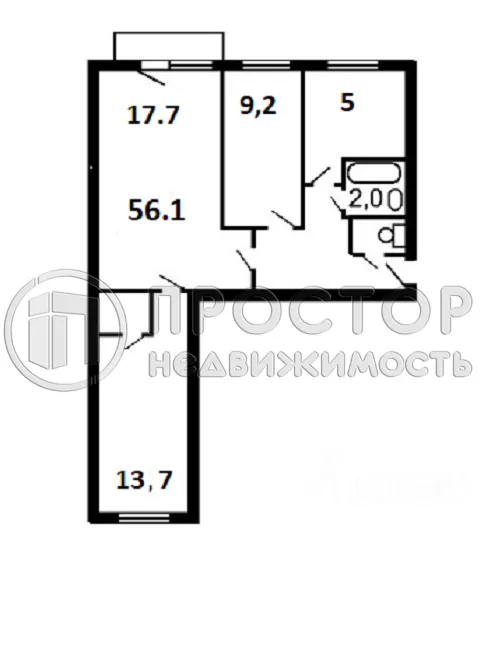 3-комнатная квартира, 56.1 м² - фото 13