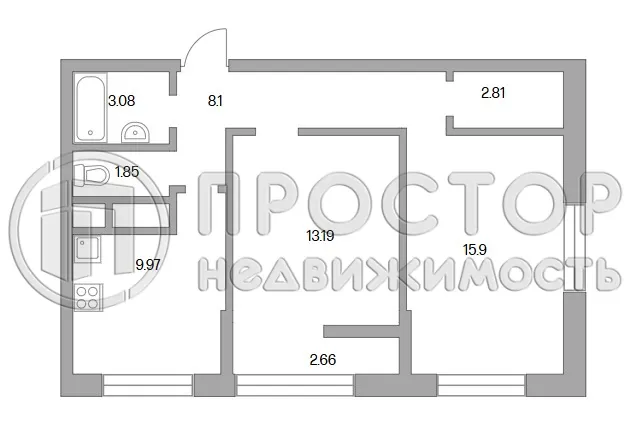 2-комнатная квартира, 50.6 м² - фото 18