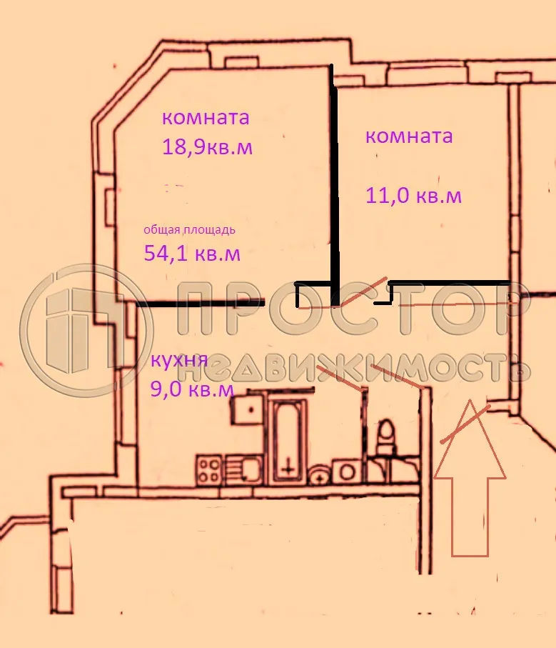 2-комнатная квартира, 54.1 м² - фото 13