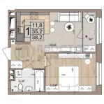 1-комнатная квартира, 38.2 м² - фото 7