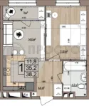 1-комнатная квартира, 38.2 м² - фото 11