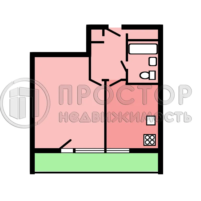 1-комнатная квартира, 34.3 м² - фото 27