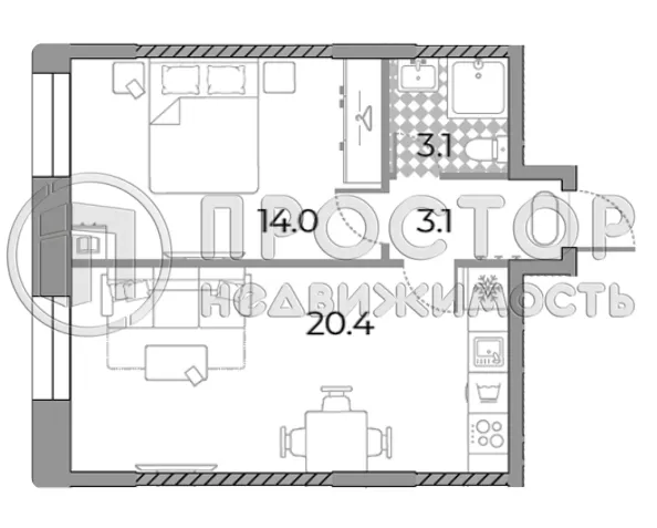 1-комнатная квартира, 40.6 м² - фото 4