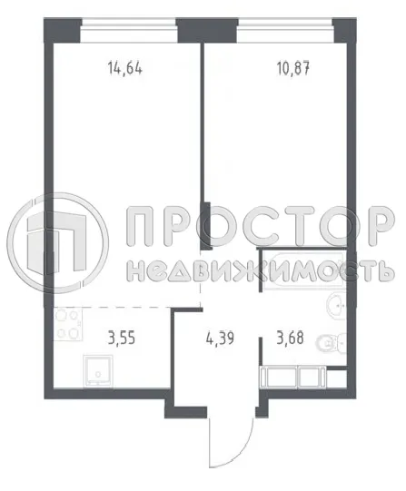 2-комнатная квартира, 39 м² - фото 11